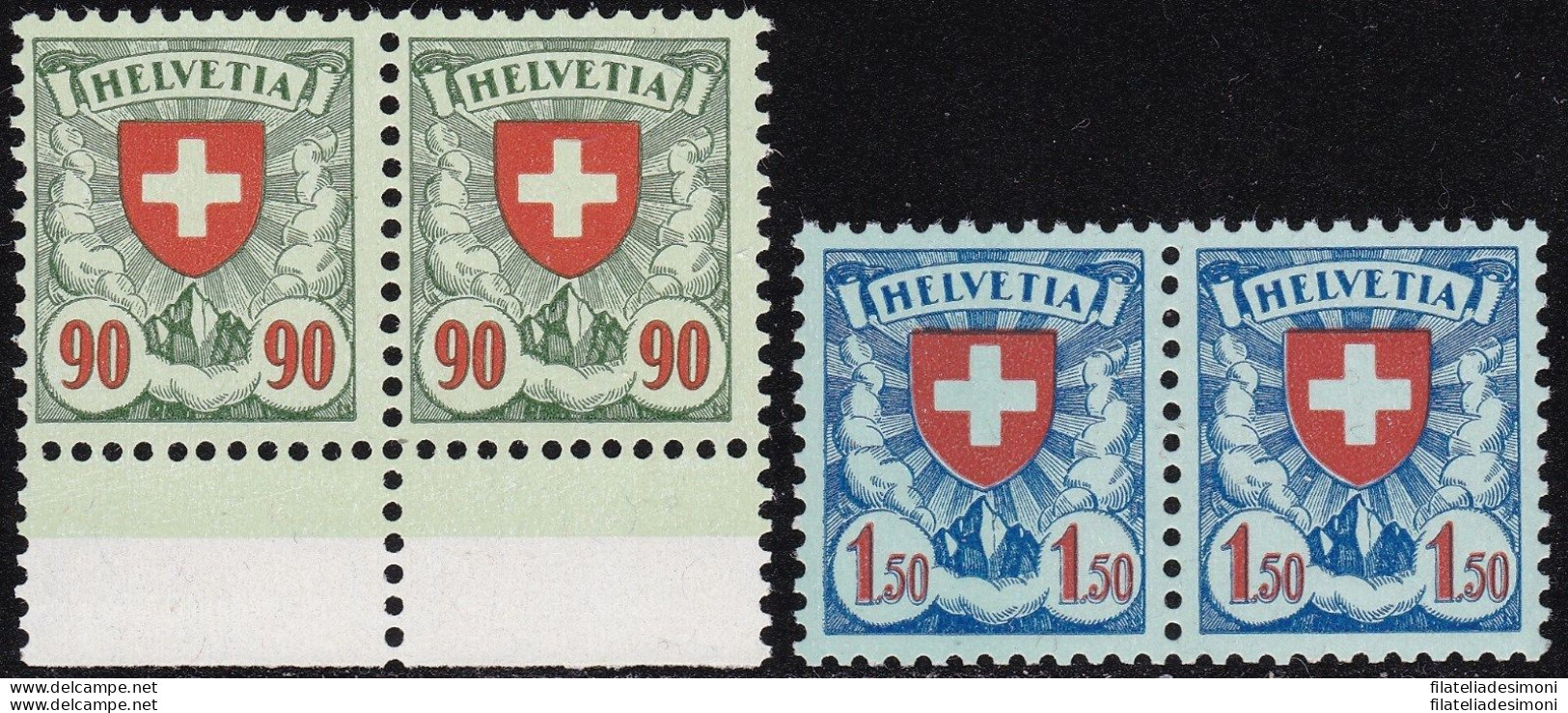 1924 SVIZZERA ,n° 208b+210b Stemmi 2 Valori In Coppia MNH/** - Other & Unclassified