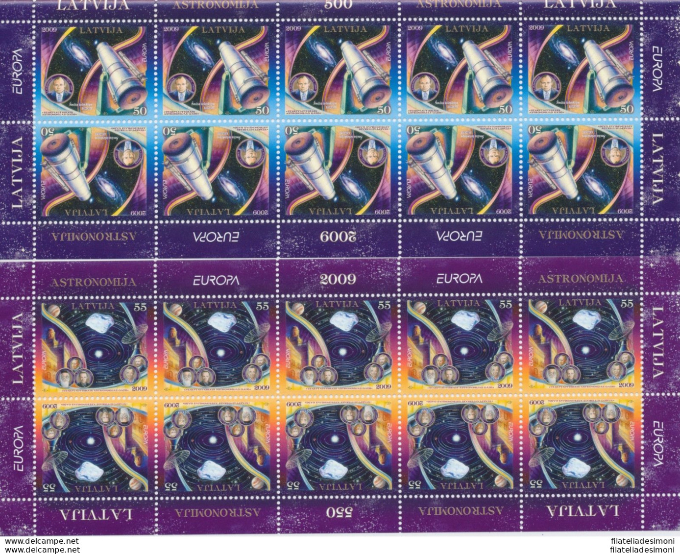 2009 EUROPA CEPT Lettonia 2 Minifogli &quot;Astronomia&quot; MNH** - Otros & Sin Clasificación