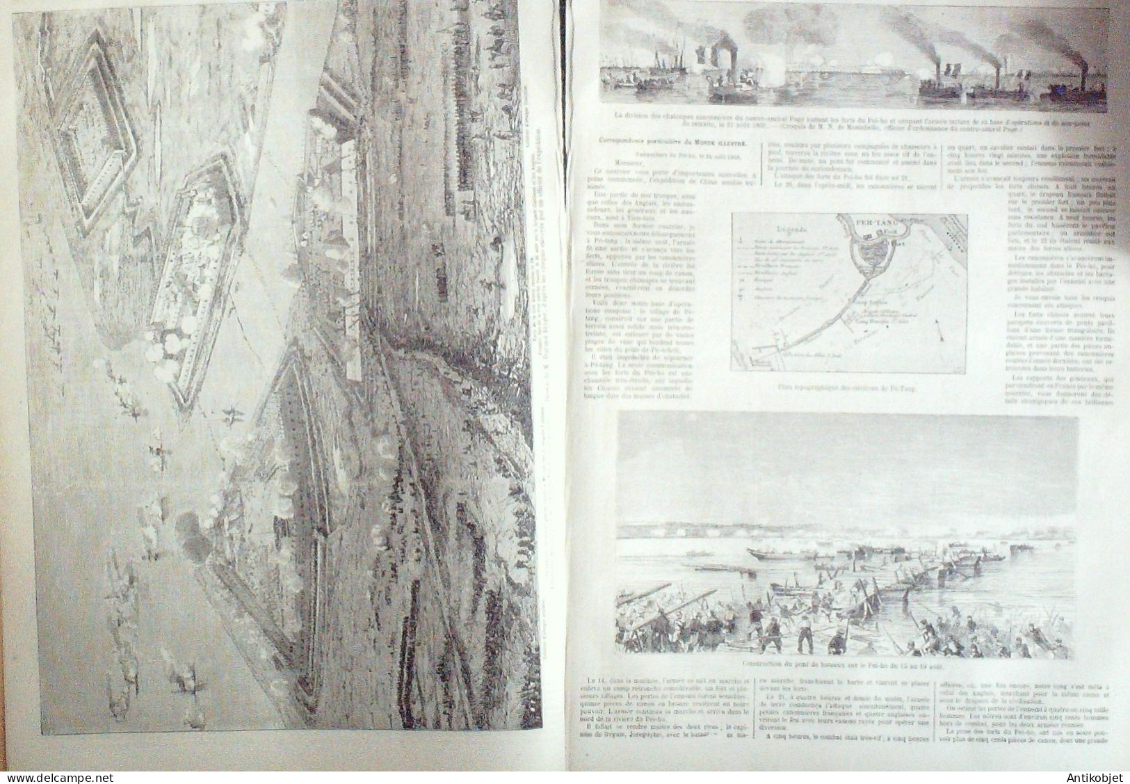 Le Monde Illustré 1860 N°187 Chine Fort Pei-Ho, Pé-tang Gaete Longchamp Défilé Garde Impériale - 1850 - 1899