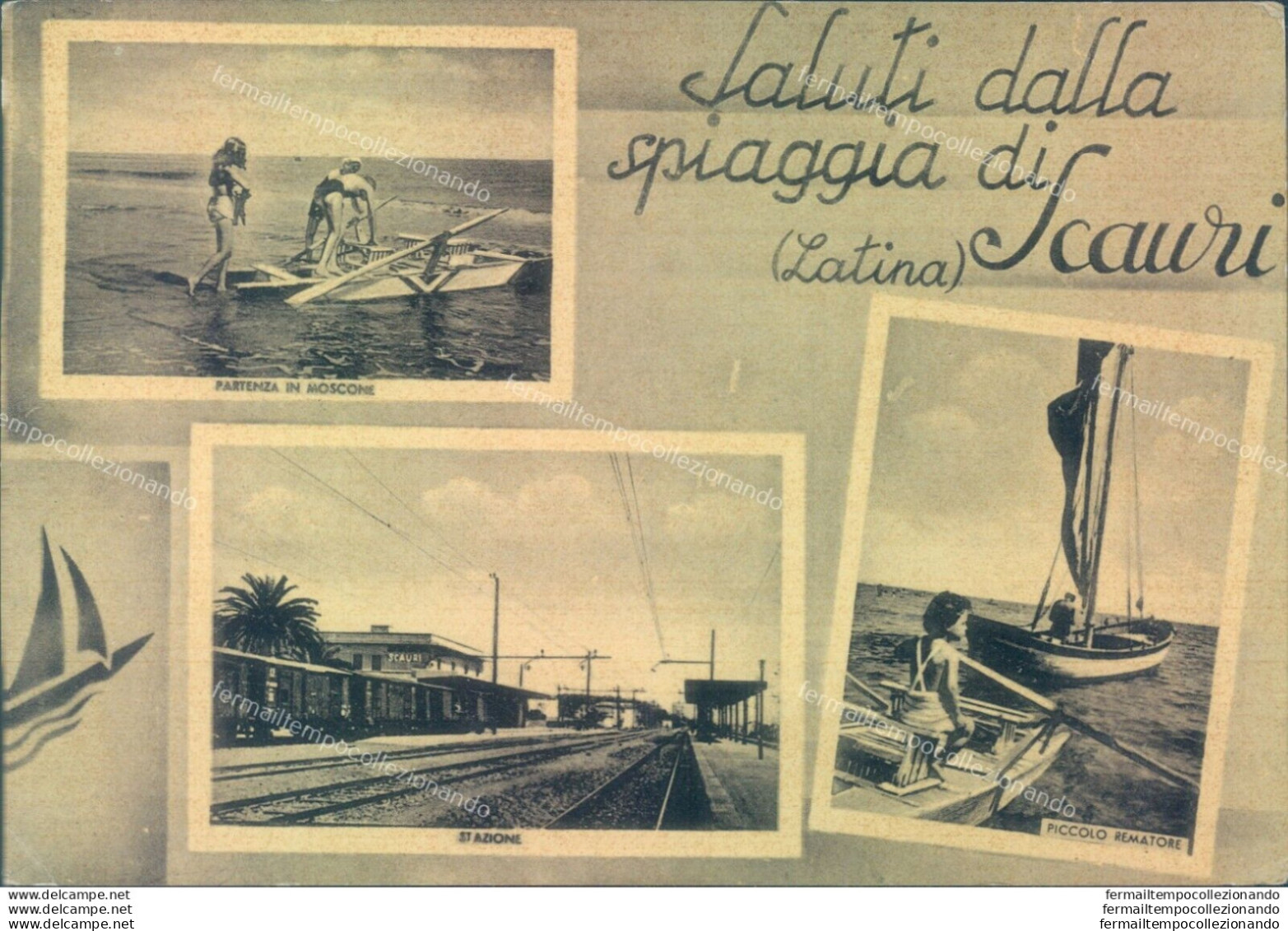 T305 Cartolina Saluti Dalla Spiaggia Di Scauri Stazione Provincia Di Latina - Latina