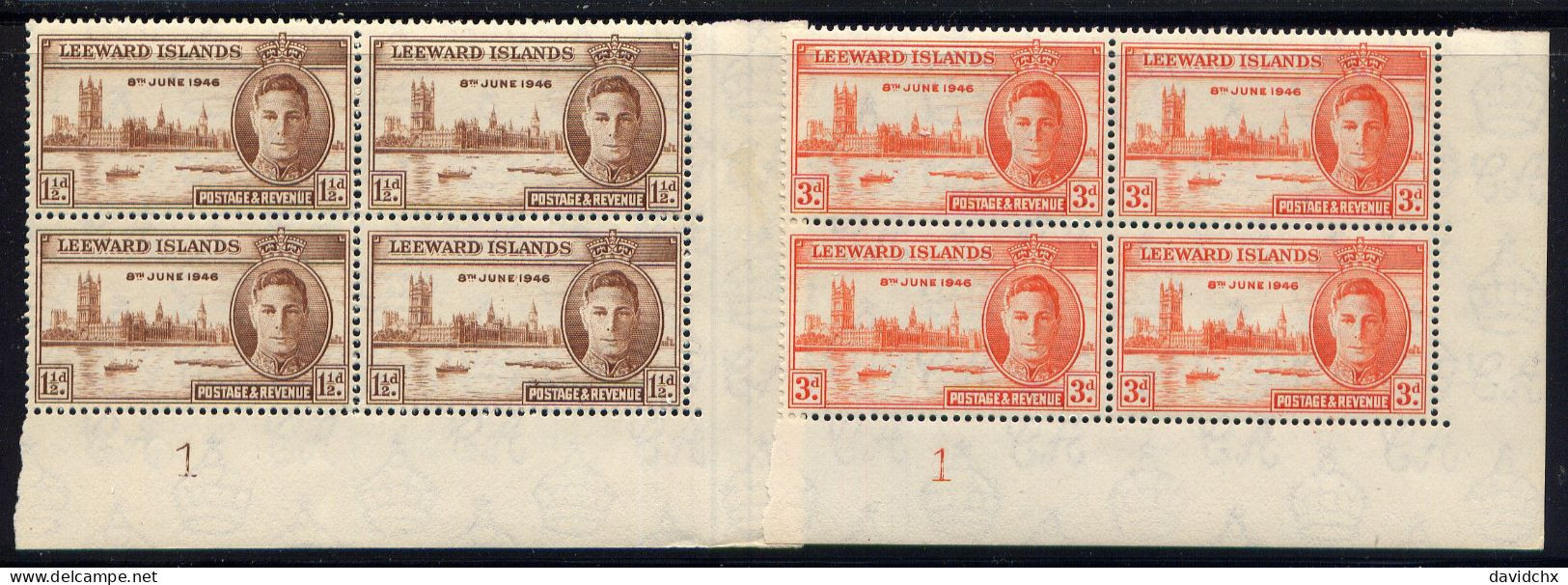 BRITISH EMPIRE, 1946 PEACE ISSUE, 5 DIFFERENT PLATE BLOCK SETS, MLH - Nigeria (...-1960)