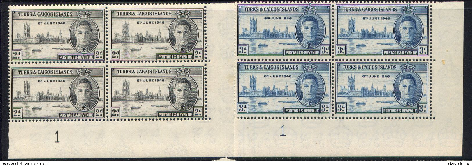 BRITISH EMPIRE, 1946 PEACE ISSUE, 5 DIFFERENT PLATE BLOCK SETS, MLH - Nigeria (...-1960)