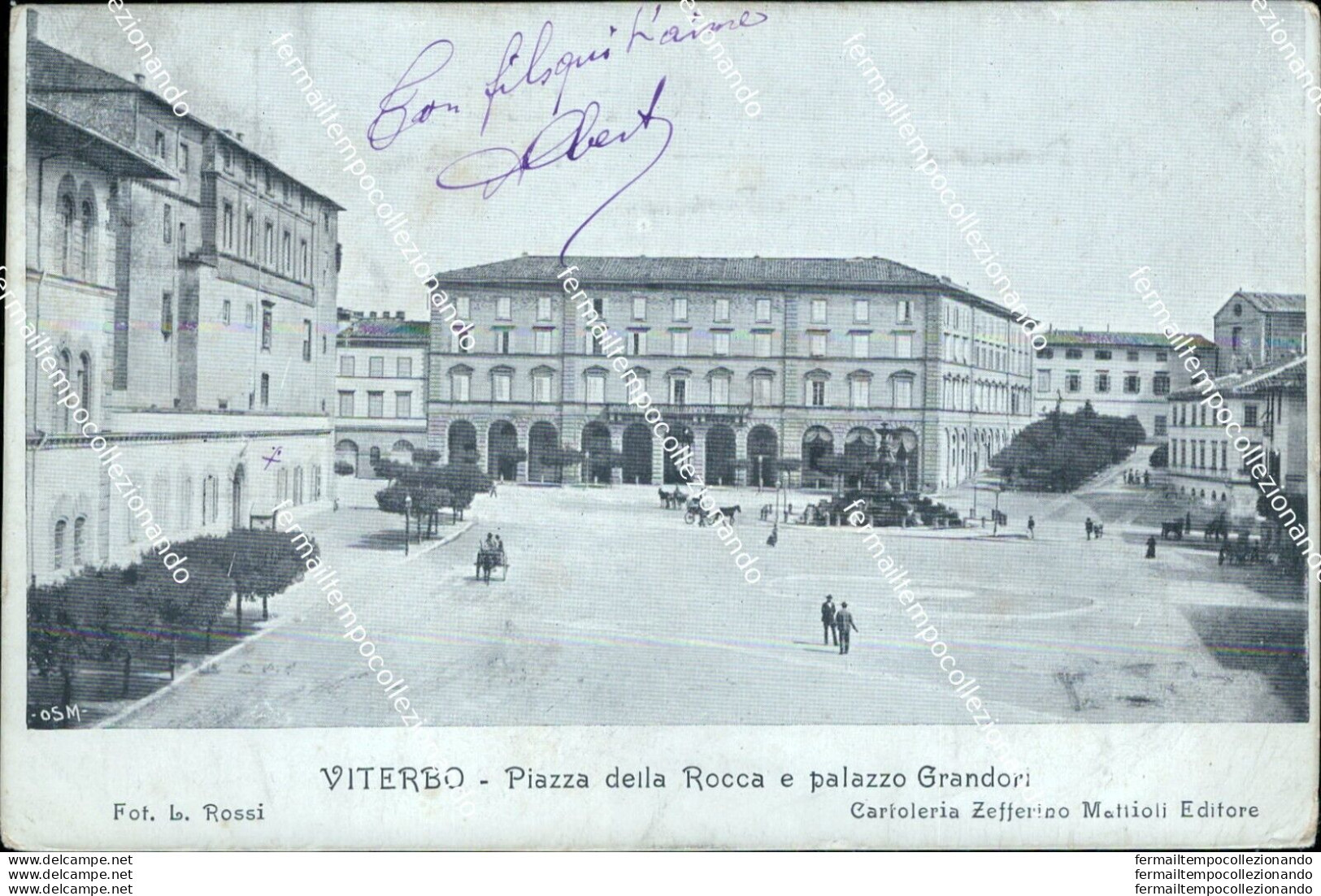 Bn577 Cartolina Viterbo Citta' Piazza Della Rocca E Palazzo Grandon 1904 - Viterbo