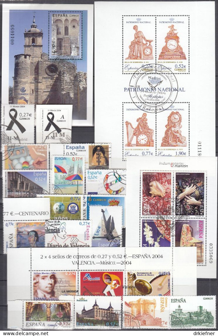 SPANIEN  3910-3913, Block 133-3975, 3984-4007, Gestempelt, Aus Jahrgang 2004 - Used Stamps