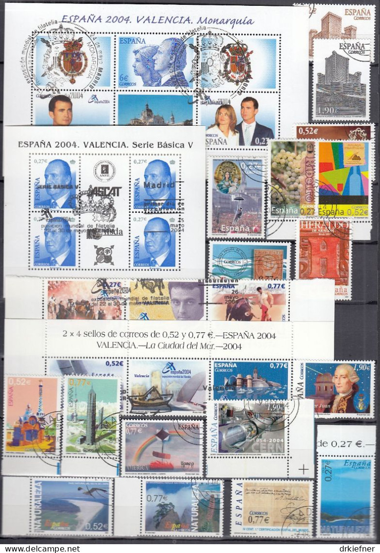 SPANIEN  3910-3913, Block 133-3975, 3984-4007, Gestempelt, Aus Jahrgang 2004 - Used Stamps
