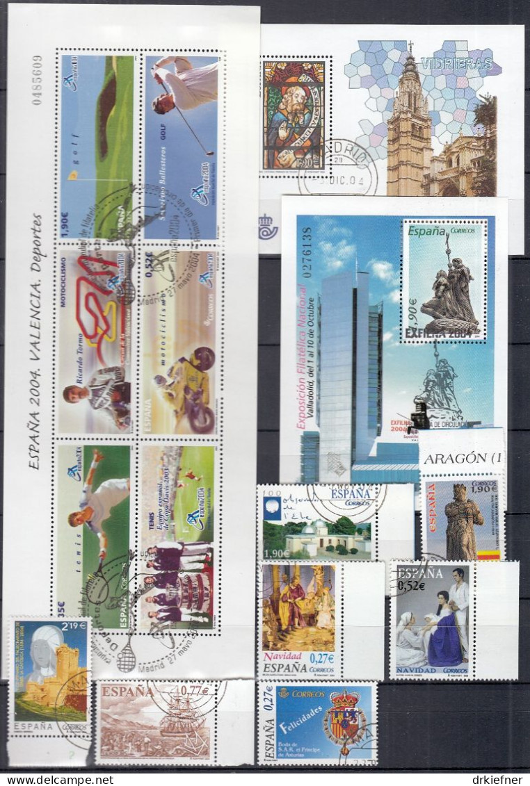 SPANIEN  3910-3913, Block 133-3975, 3984-4007, Gestempelt, Aus Jahrgang 2004 - Used Stamps