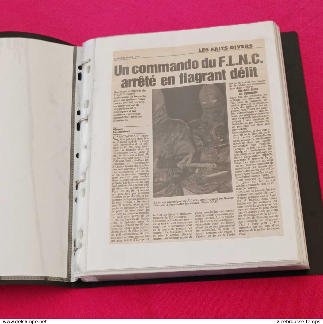 CORSE- FLNC Attentats Nationalisme Police-classeur De + De 80 Articles De Presse Originaux -Années 1994-1995-1996-Tb - Unclassified