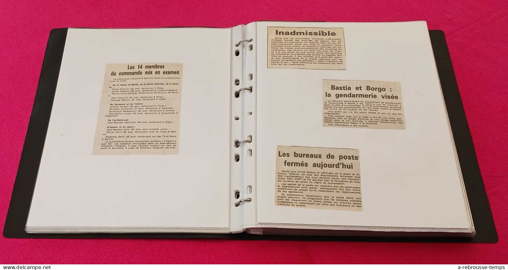 CORSE- FLNC Attentats Nationalisme Police-classeur de + de 80 articles de presse originaux -Années 1994-1995-1996-Tb