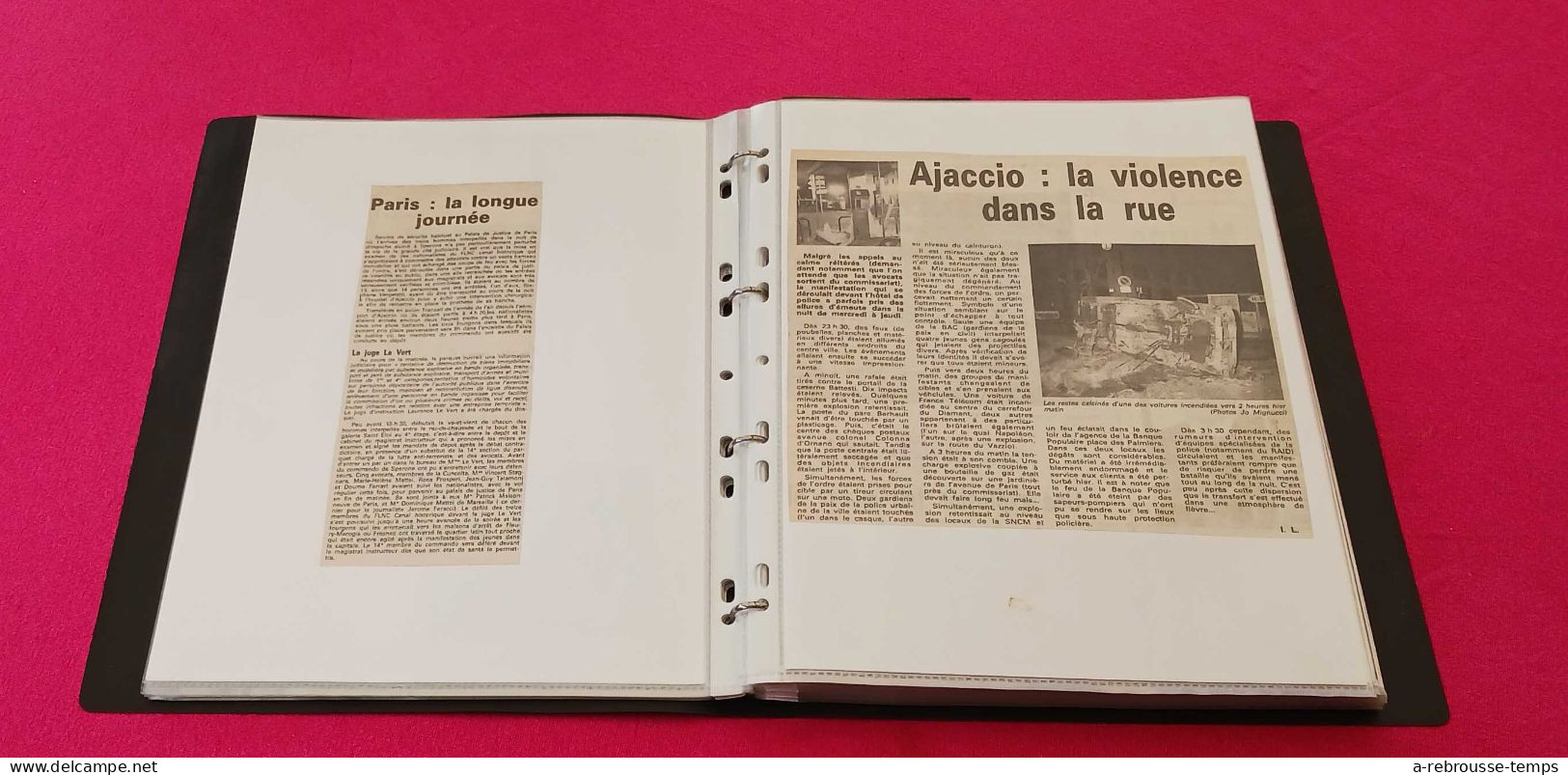 CORSE- FLNC Attentats Nationalisme Police-classeur de + de 80 articles de presse originaux -Années 1994-1995-1996-Tb