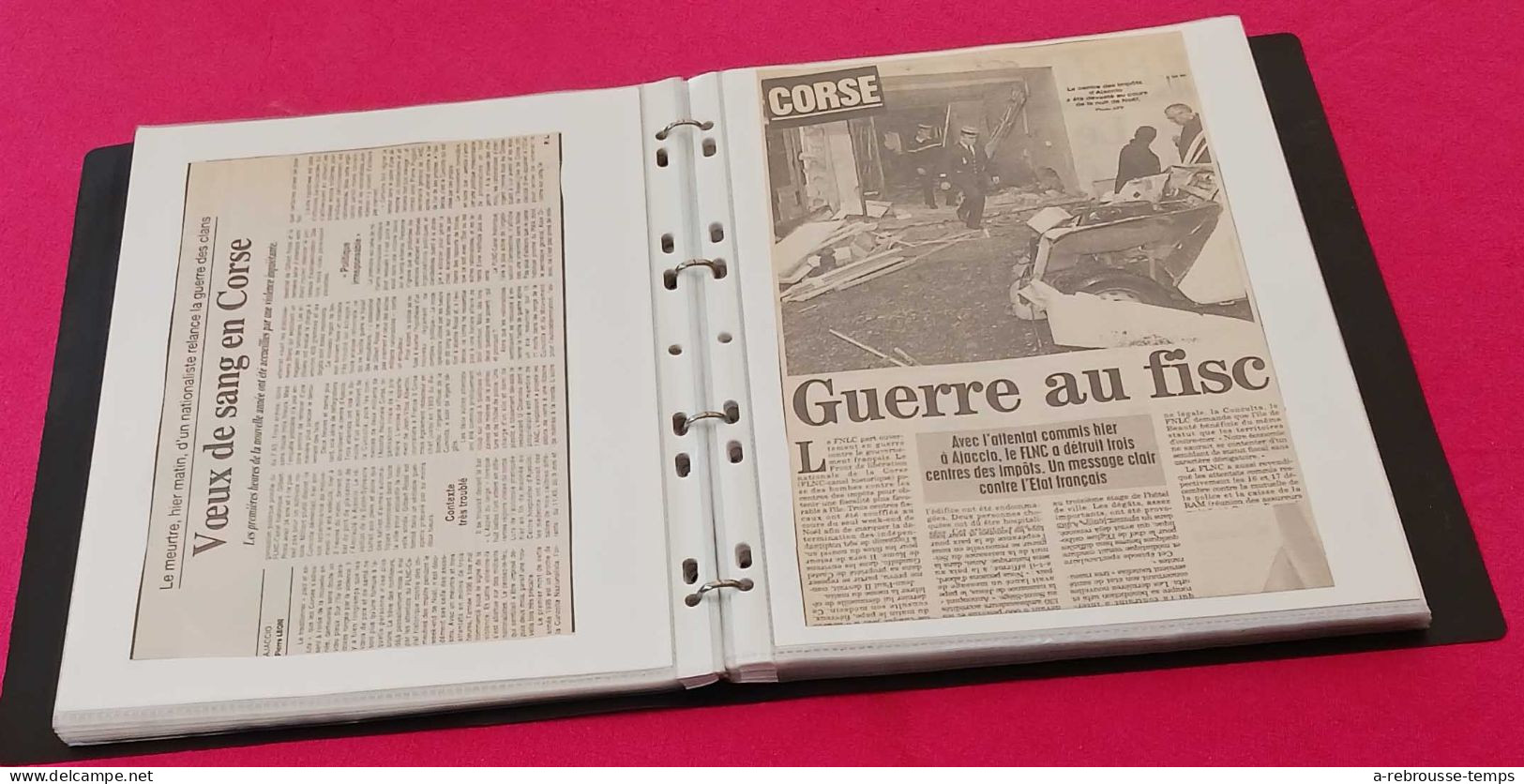 CORSE- FLNC Attentats Nationalisme Police-classeur de + de 80 articles de presse originaux -Années 1994-1995-1996-Tb