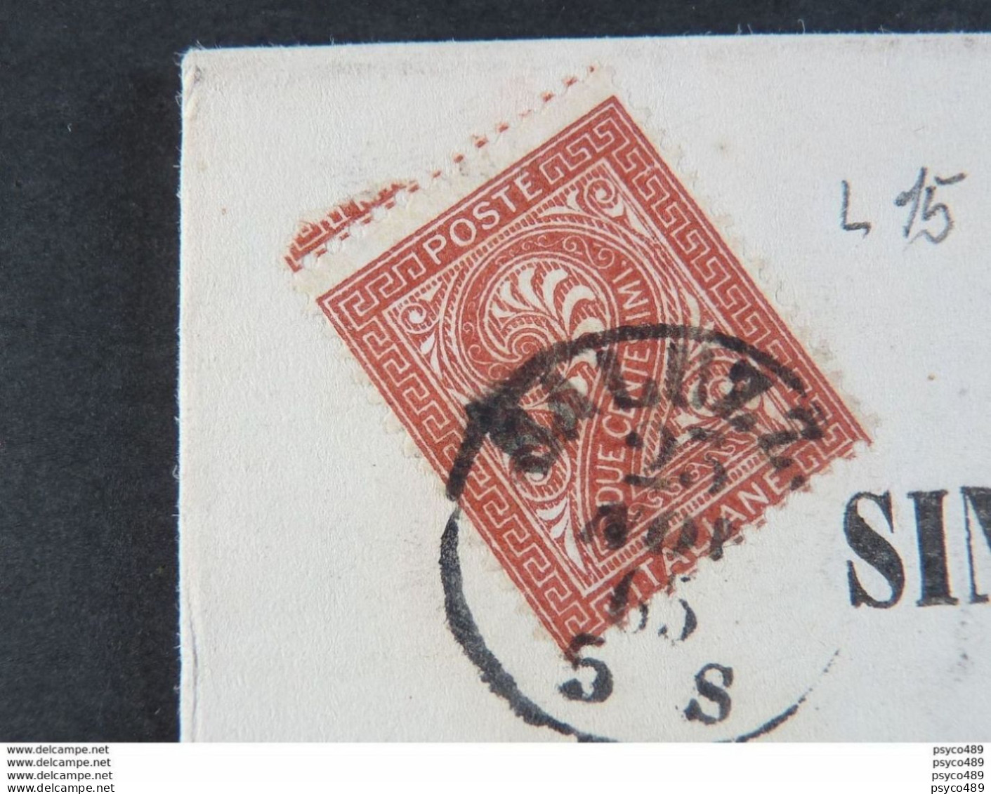 168 ITALIA Regno-1865- "L 15 Cifra Londra" C. 2 SALUZZO>S. QUIRICO D'ORCIA (descrizione) - Poststempel