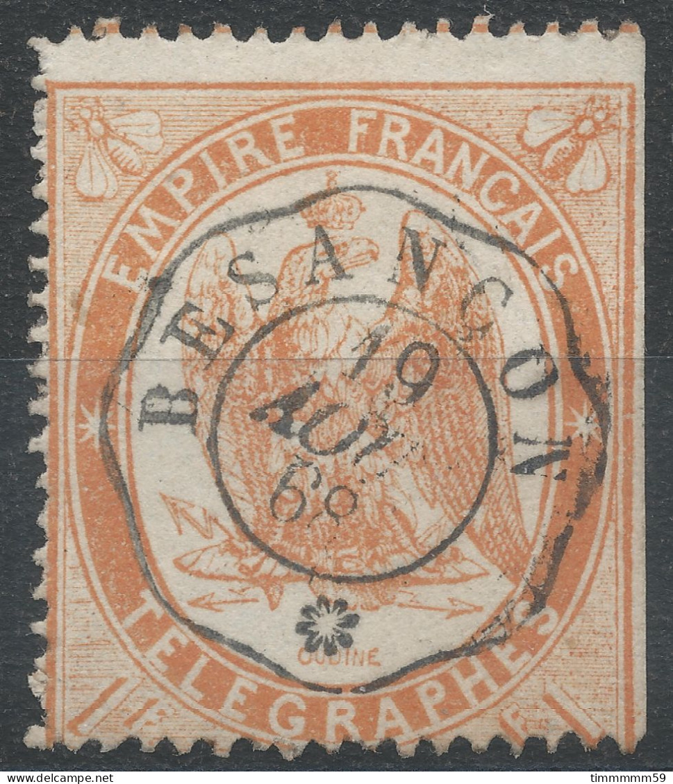 Lot N°82843   N°7, Oblitéré Cachet à Date De Besançon, Doubs (24) Du 19 Aout 1868 - Telegraphie Und Telefon