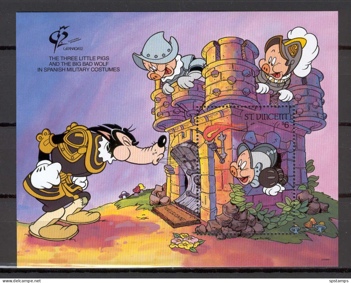 Disney St Vincent 1992 The Three Little Pigs MS #3 MNH - Disney