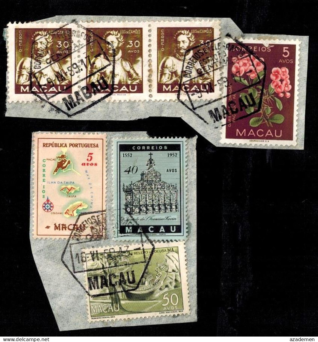 MACAU   7 Timbres Sur Fragments. - Used Stamps