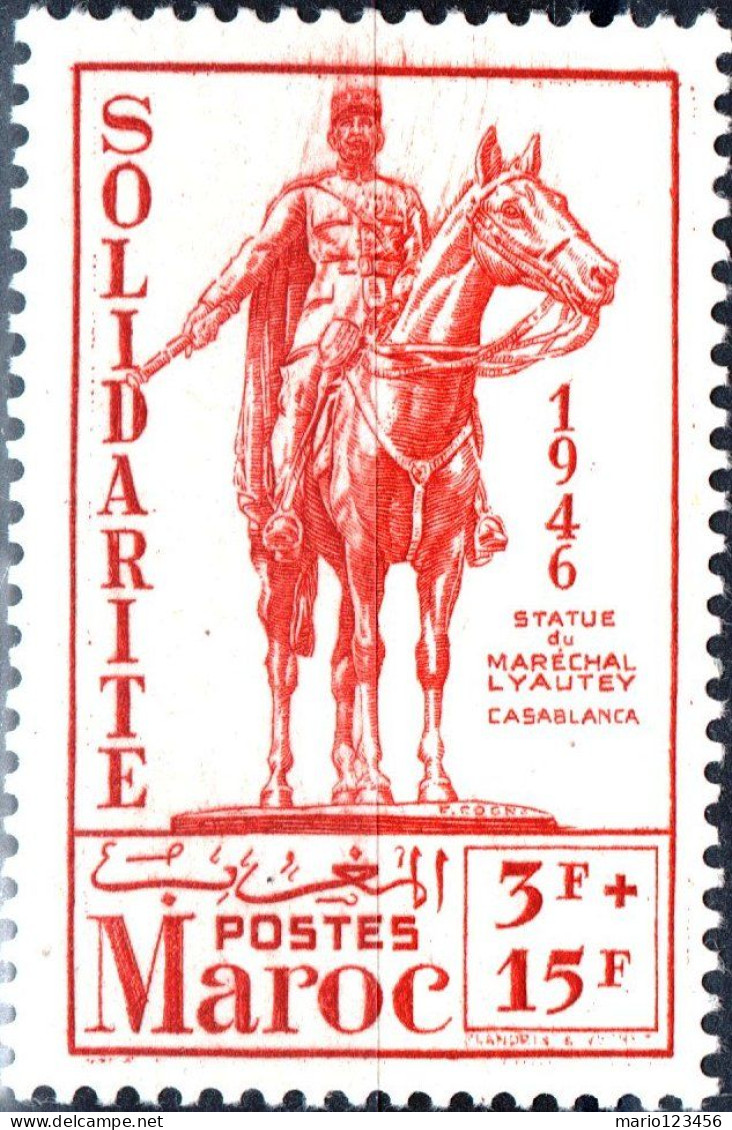 MAROCCO FRANCESE, FRENCH MOROCCO, STATUA DI LYAUTEY, 1946, NUOVI (MNH**) Scott:FR-MA B30, Yt:MA 242 - Ungebraucht