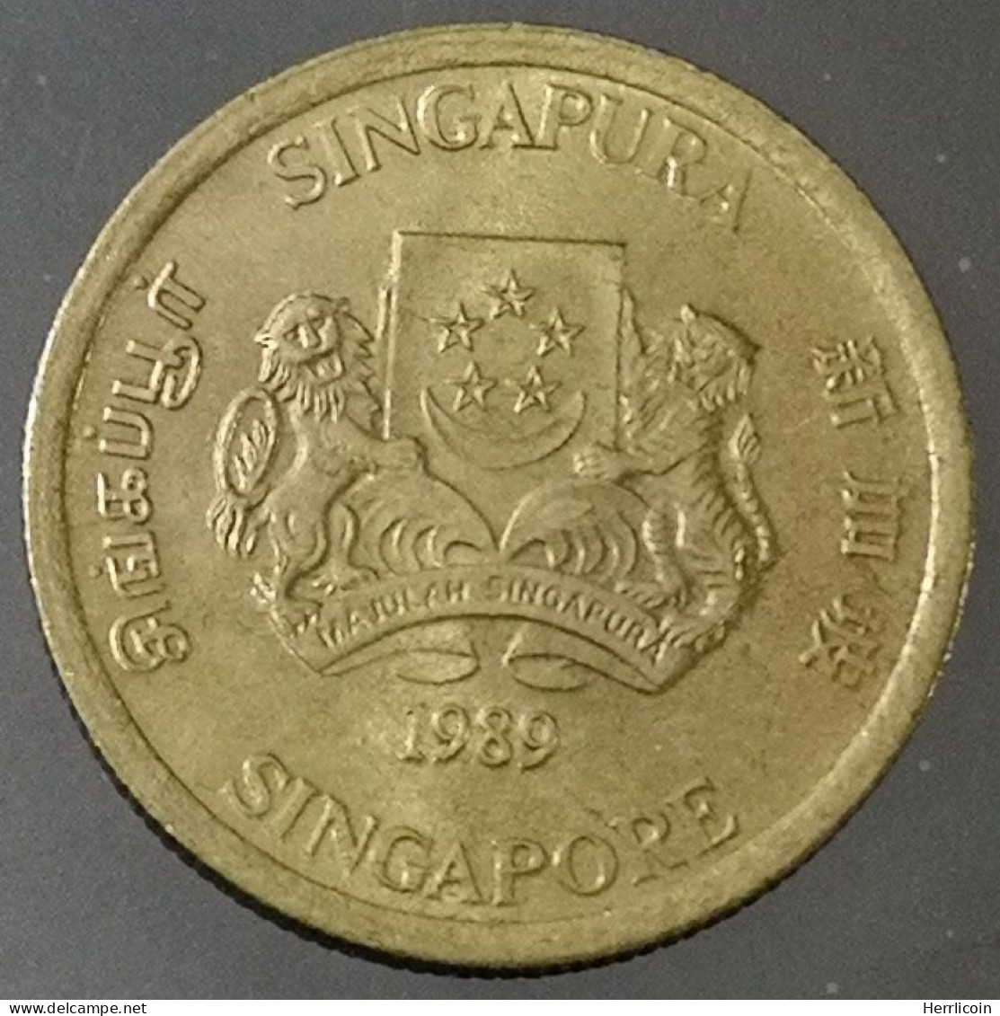 Monnaie Singapour - 1989 - 5 Cents Blason Haut - Singapur