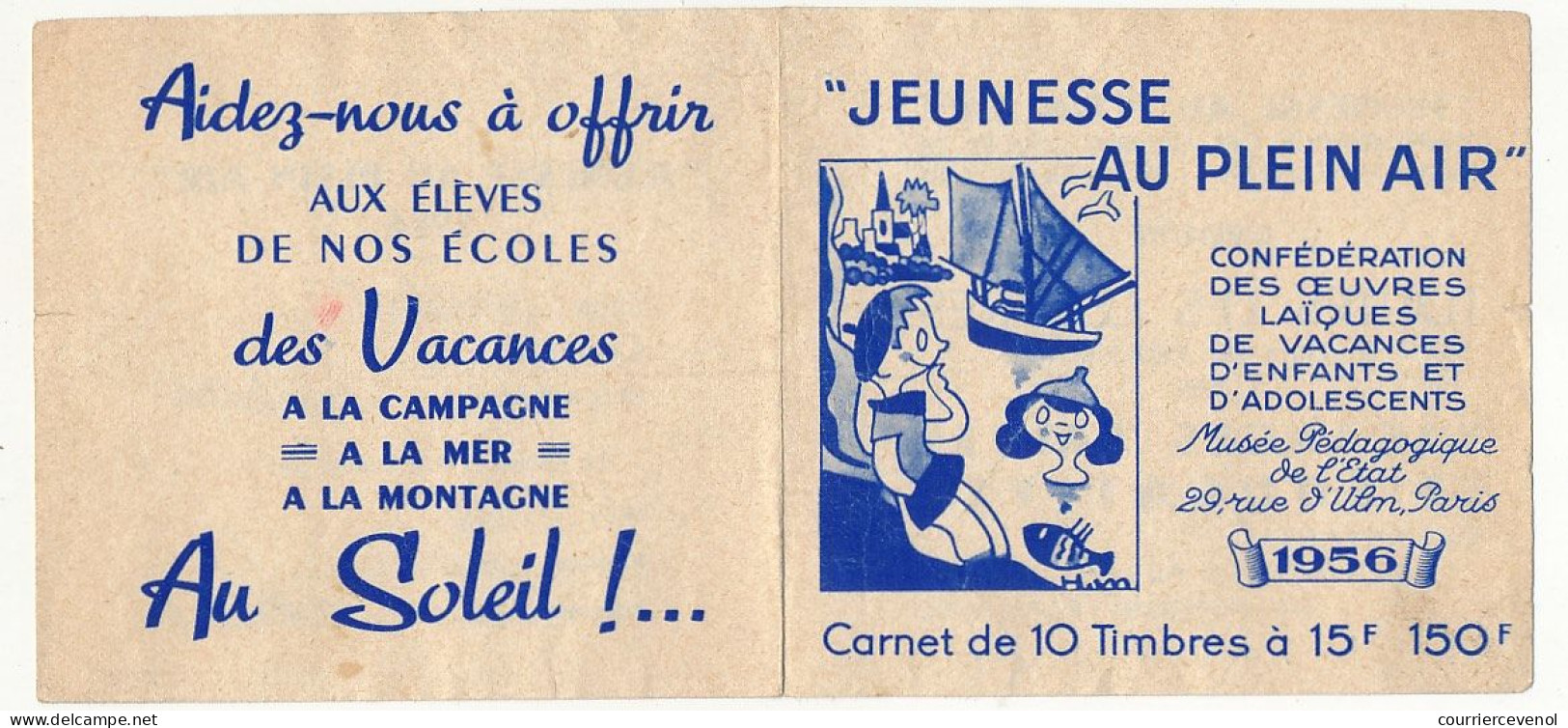 Couverture De Carnet "Jeunesse Au Plein Air" 1956 - Vide - 2 Vignettes (défectueuses Sans Gomme) En Sus - Blocks & Sheetlets & Booklets