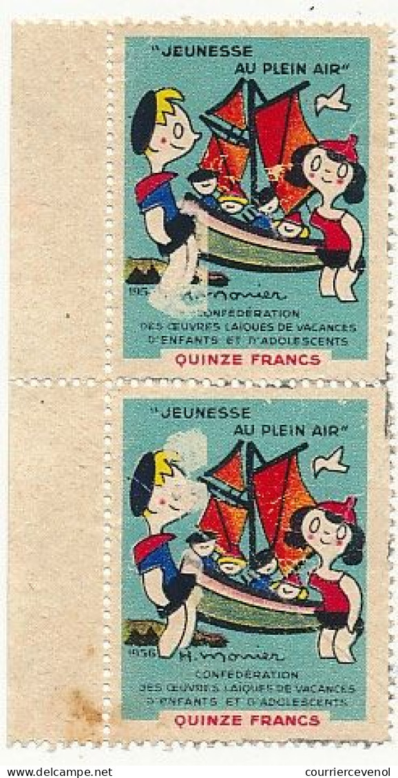 Couverture De Carnet "Jeunesse Au Plein Air" 1956 - Vide - 2 Vignettes (défectueuses Sans Gomme) En Sus - Blocks & Sheetlets & Booklets