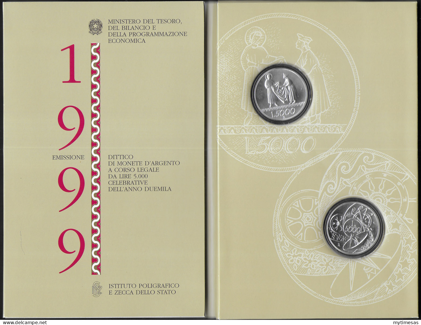 1999 Italia "Verso Il 2000" 2 Monete FDC-BU - Autres & Non Classés