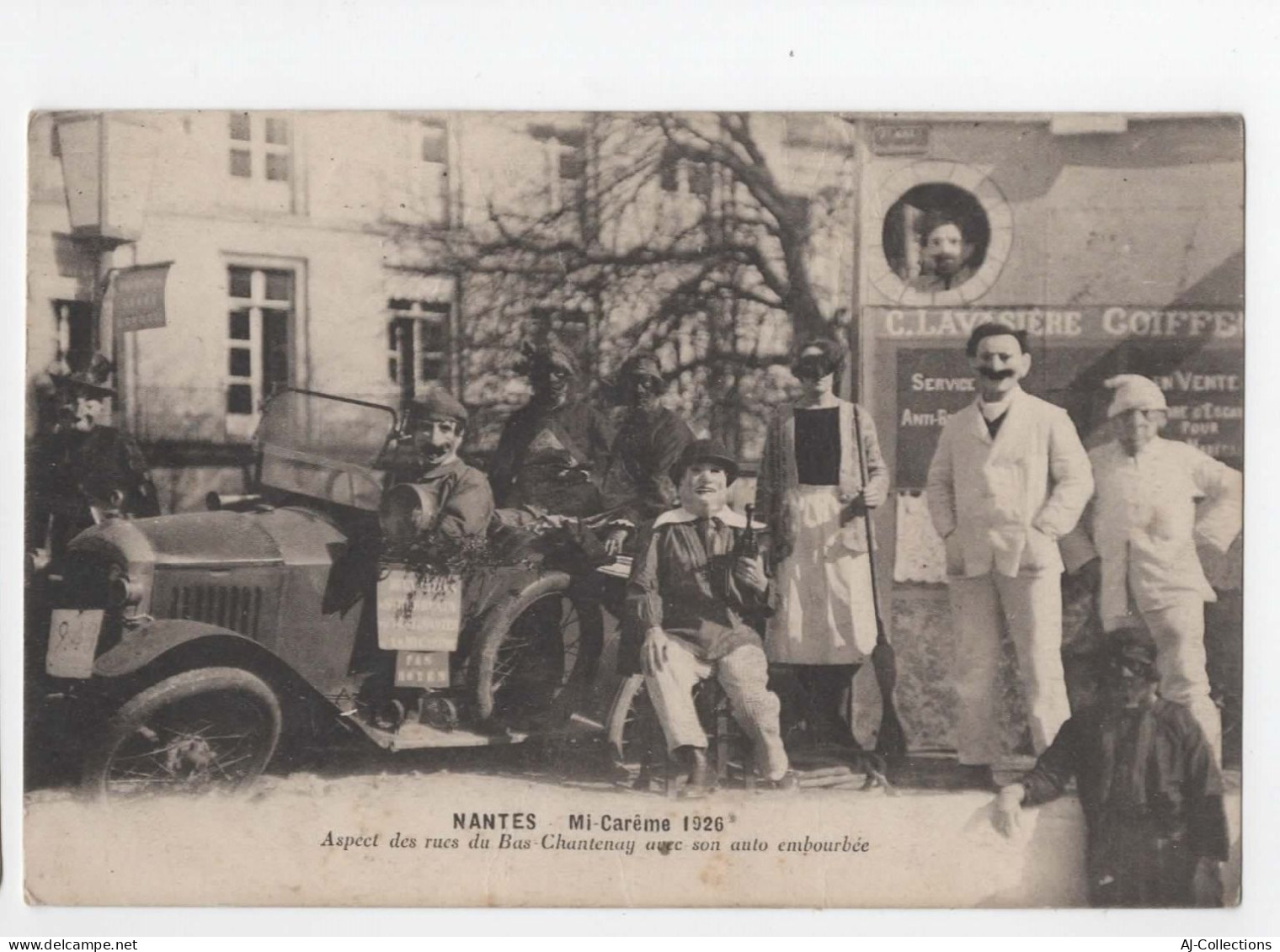 AJC - Nantes - Mi Careme 1926 - Aspect Des Rues Du Bas Chantenay Avec Son Auto Embourbée - Nantes
