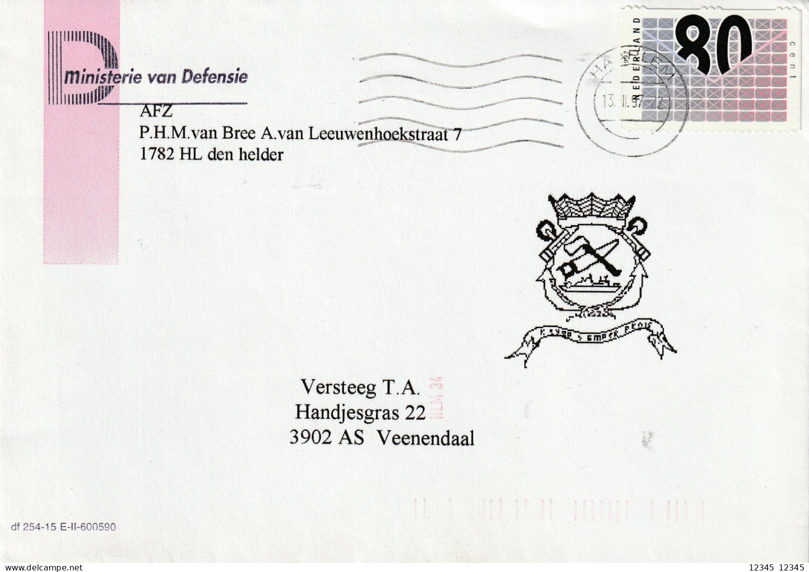 Letter 1997, Ministerie Van Defensie, Department Of Defense - Cartas & Documentos