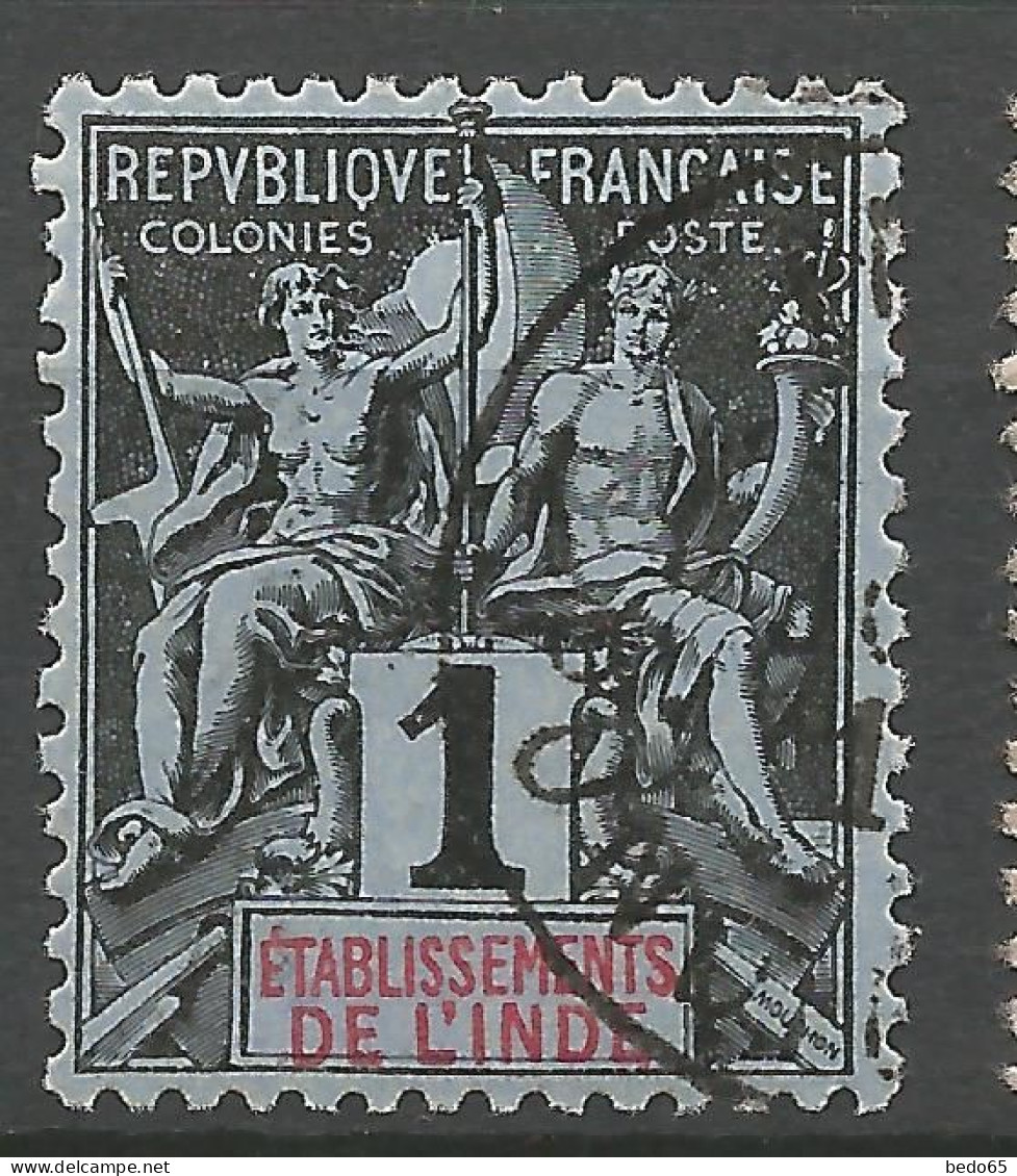 INDE N° 1 Noir Sur Bleu OBL  / Used - Used Stamps