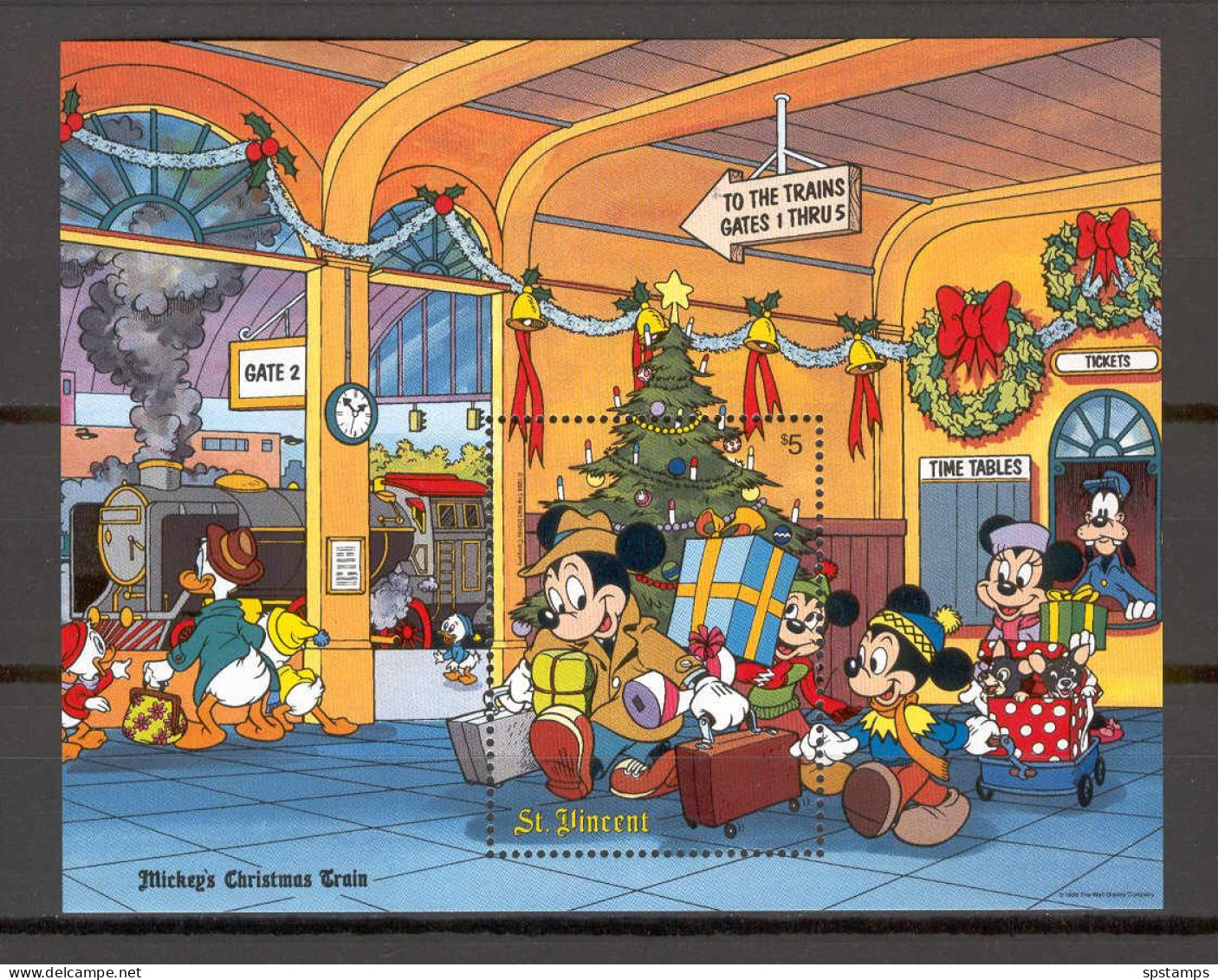 Disney St Vincent 1988 Mickey's Christmas Train MS #1 MNH - Disney