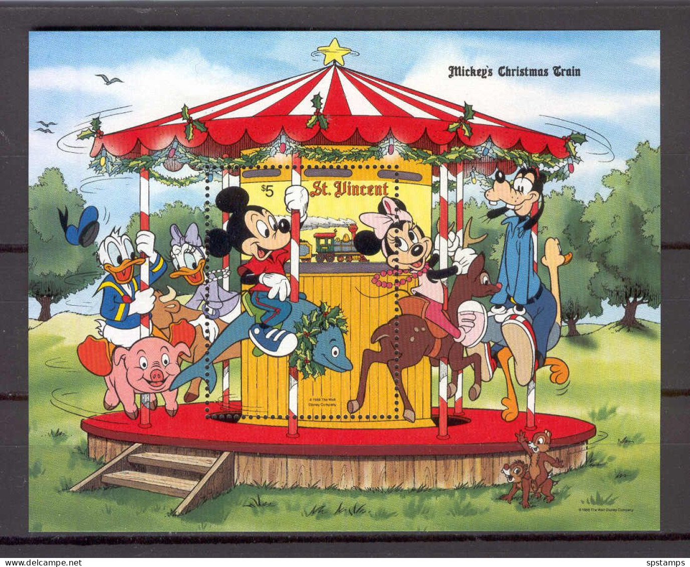 Disney St Vincent 1988 Mickey's Christmas Train MS #2 MNH - Disney