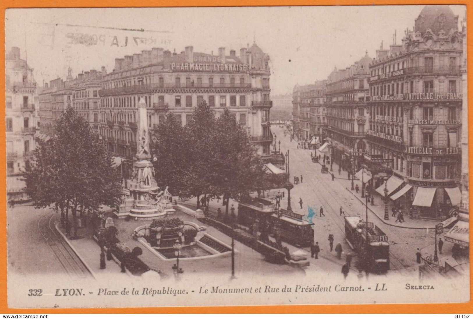 JEUX OLYMPIQUES De PARIS 10c Vert Y.et.T.183  Sur CPA De LYON Animée Avec Tramways 1924 + FLIER " Utilisez La Poste..." - Brieven En Documenten