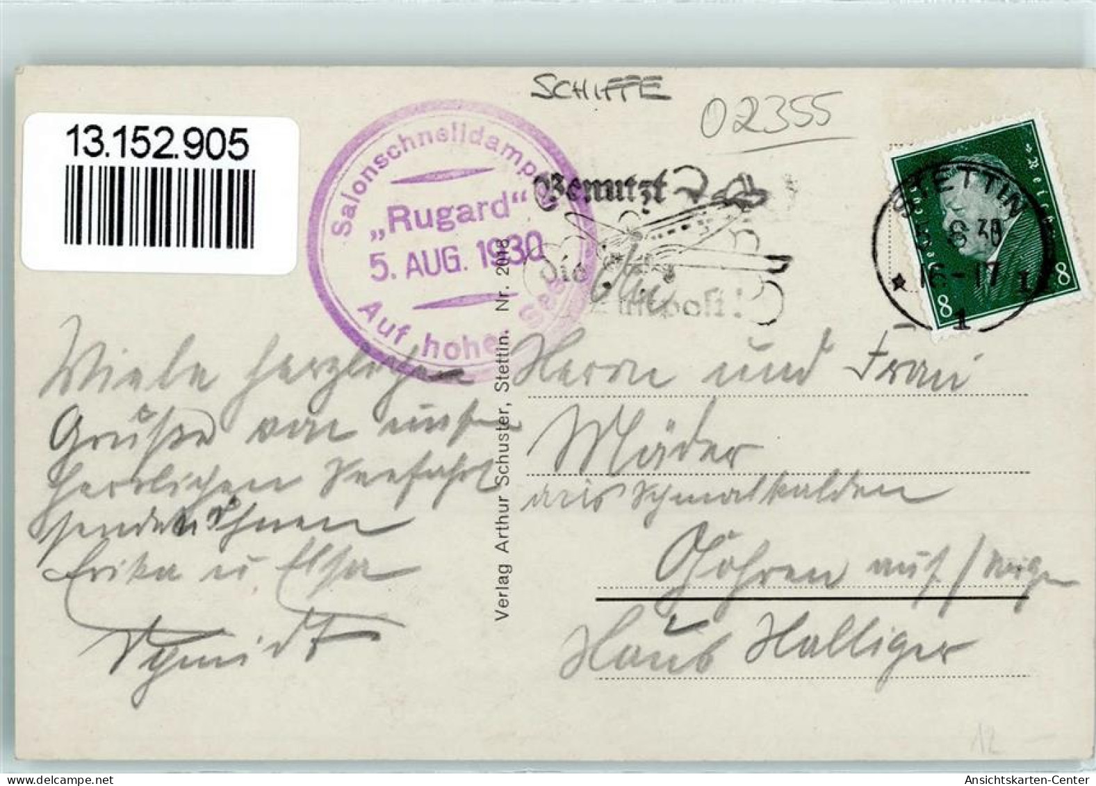 13152905 - Salon Dampfer Rugard Sassnitz Linie + Bordstempel 1930  AK - Altri & Non Classificati