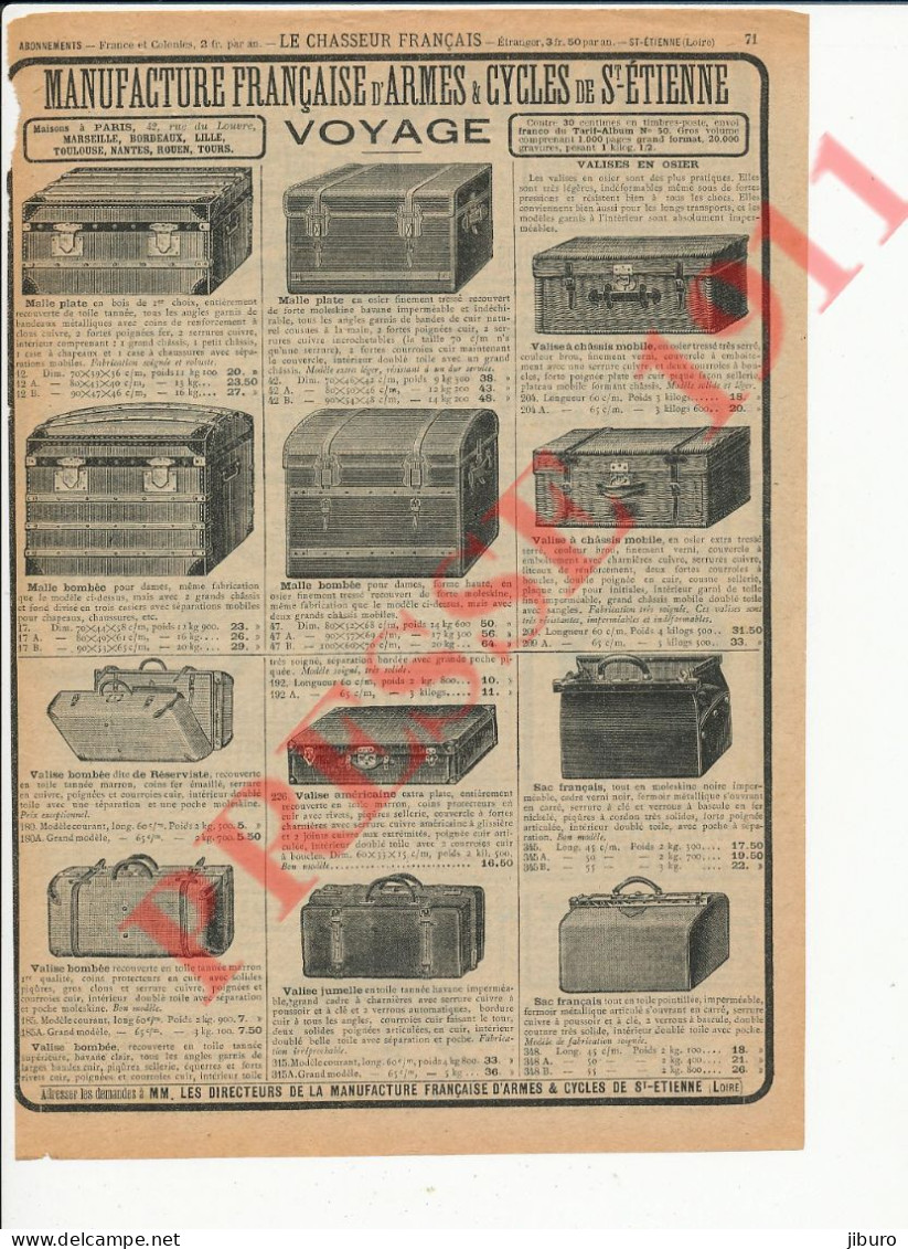 Publicité 1911 Malles De Voyage Malle Bombée Ancienne Valise à Chassis Mobile Sac Français Valise Jumelle Charton Paris - Werbung