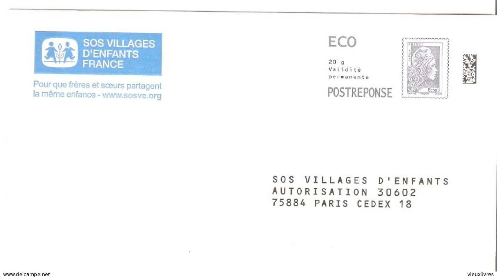 331543 SOS Villages D'enfants Prêt-à-poster YZ Yseult Entier Postal PAP Marianne L'engagée - Prêts-à-poster:Answer/Marianne L'Engagée