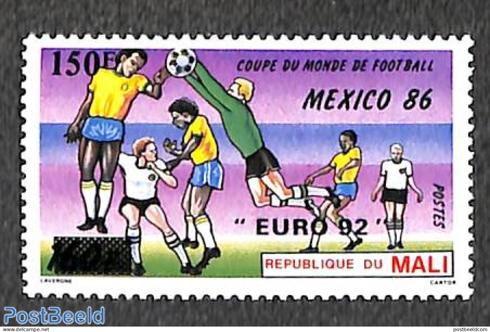 Mali 1992 150Fr On 160Fr Overprint 1v, Mint NH, Sport - Football - Mali (1959-...)