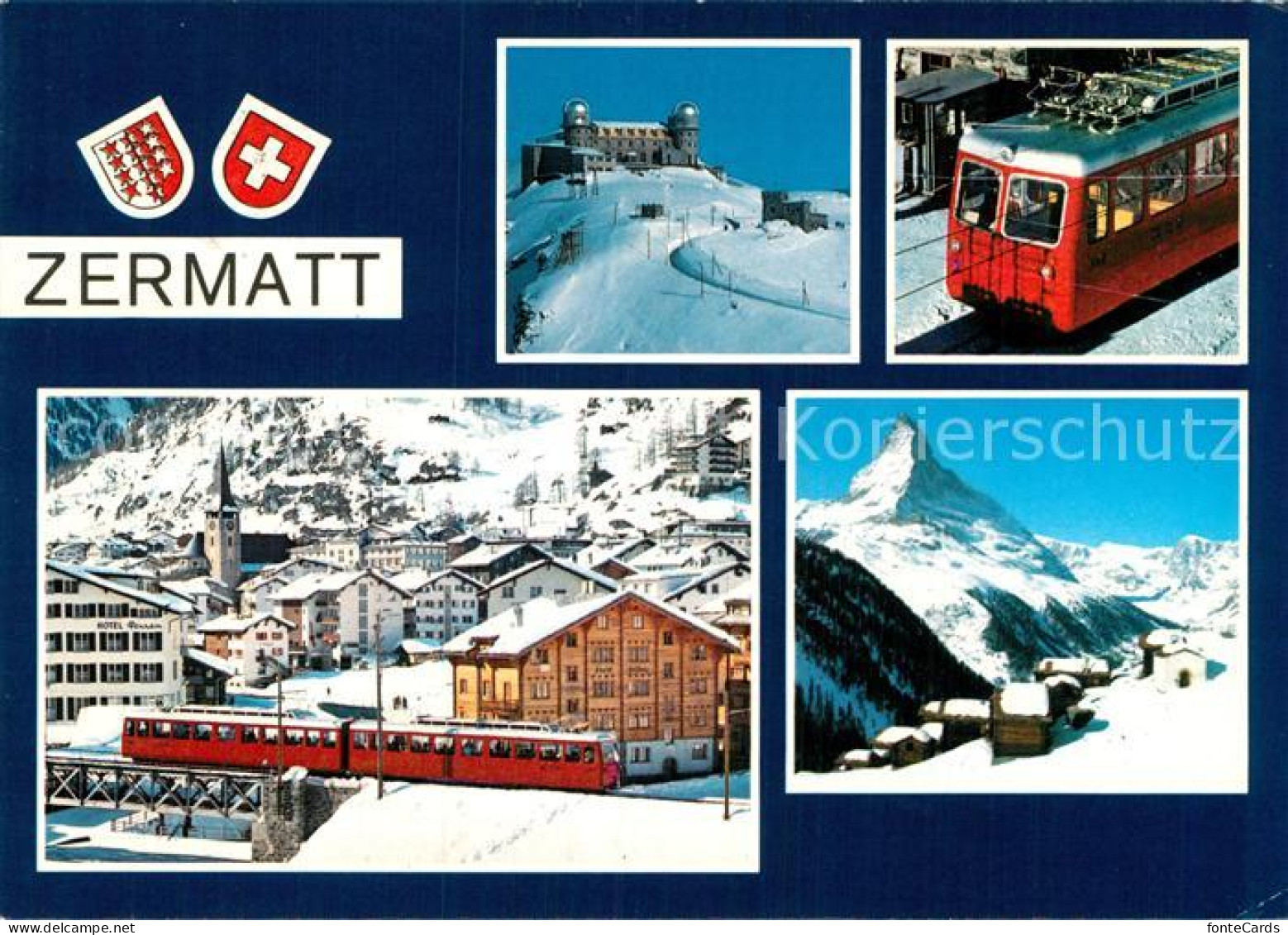 13005724 Zermatt VS Mit Matterhorn Bergbahn Stadtblick Zermatt VS - Autres & Non Classés