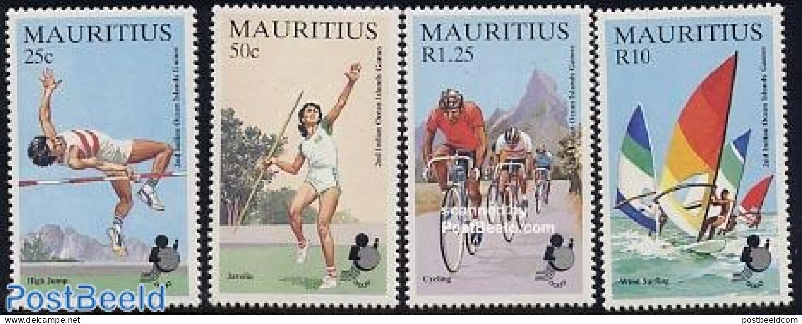 Mauritius 1985 Indian Ocean Games 4v, Mint NH, Sport - Athletics - Cycling - Sailing - Sport (other And Mixed) - Leichtathletik