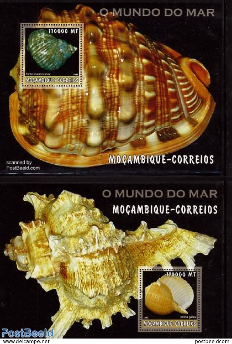 Mozambique 2002 Shells 2 S/s, Mint NH, Nature - Shells & Crustaceans - Maritiem Leven
