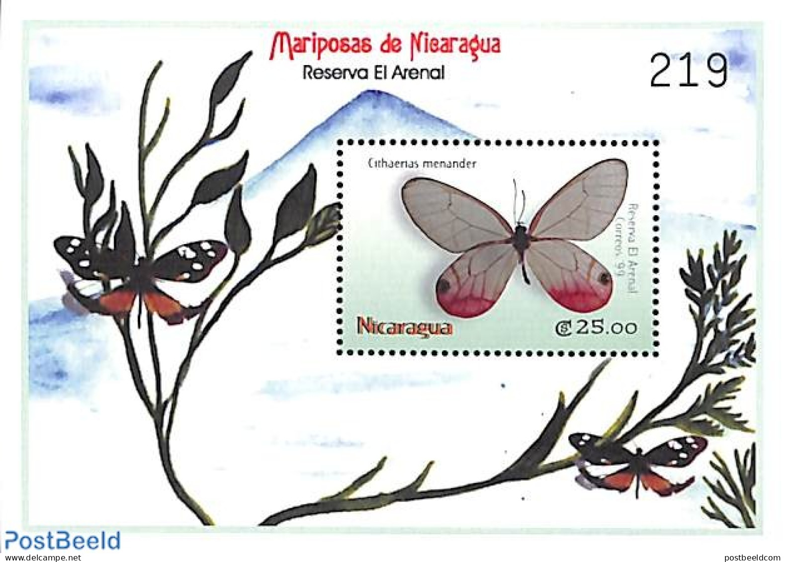 Nicaragua 2000 Cithaerias Menander S/s, Mint NH, Nature - Butterflies - Nicaragua