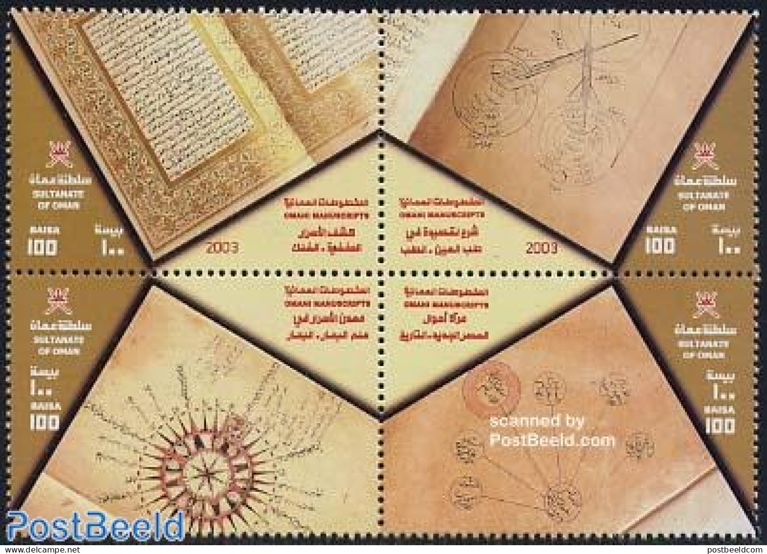Oman 2003 Manuscripts 4v [+], Mint NH, Art - Books - Handwriting And Autographs - Oman