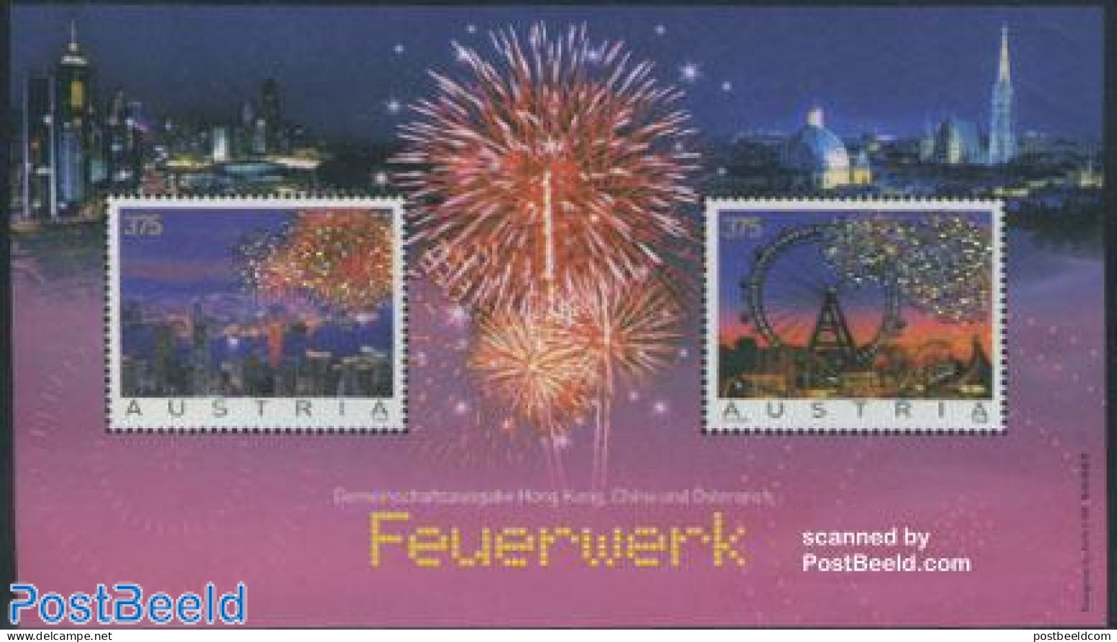 Austria 2006 Fireworks S/s, Joint Issue Hong Kong, Mint NH, History - Various - Geology - Joint Issues - Other Materia.. - Unused Stamps