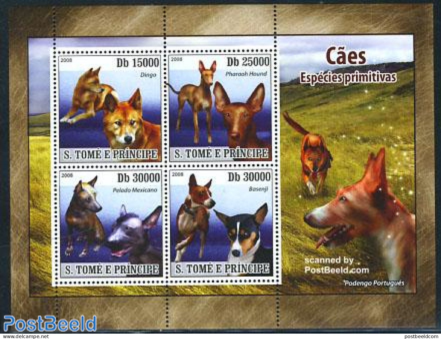 Sao Tome/Principe 2008 Dogs 4v M/s, Mint NH, Nature - Dogs - Sao Tome En Principe