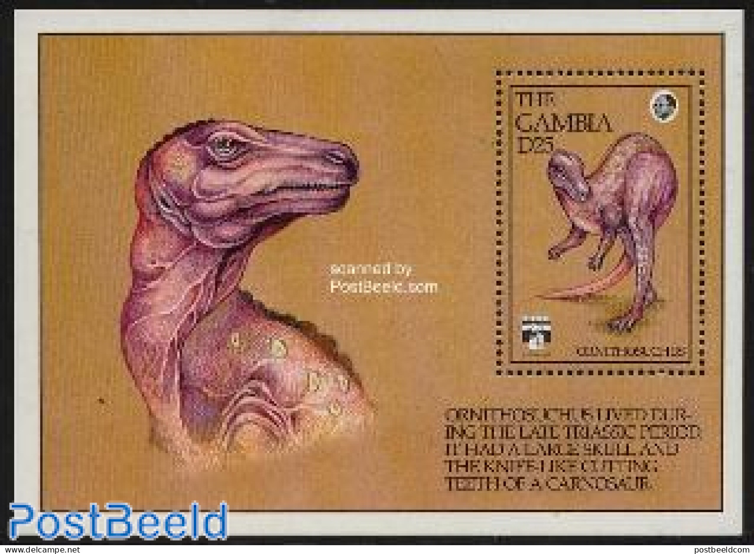 Gambia 1992 Ornithosaurus S/s, Mint NH, Nature - Prehistoric Animals - Prehistóricos