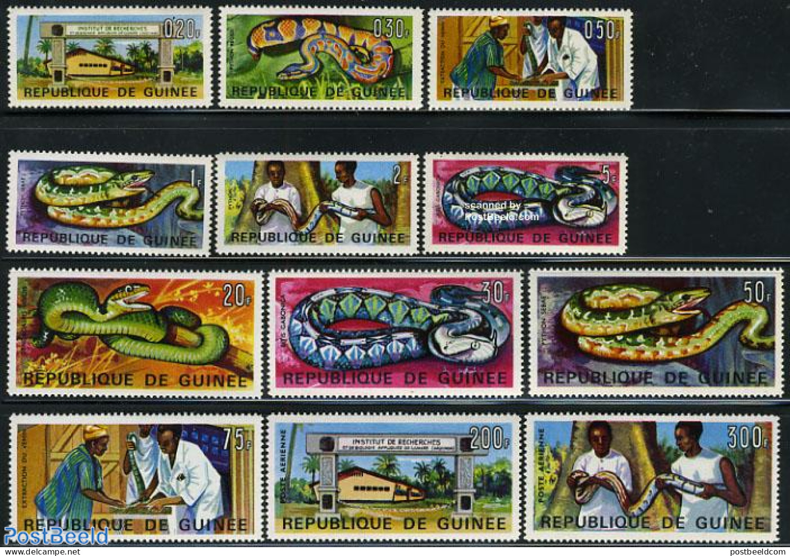 Guinea, Republic 1967 Snake Research 12v, Mint NH, Nature - Reptiles - Snakes - Other & Unclassified