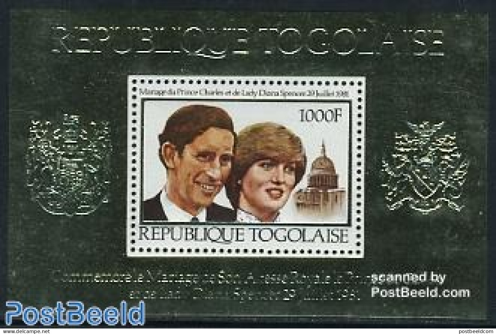 Togo 1981 Charles & Diana Wedding S/s, Mint NH, History - Charles & Diana - Kings & Queens (Royalty) - Koniklijke Families