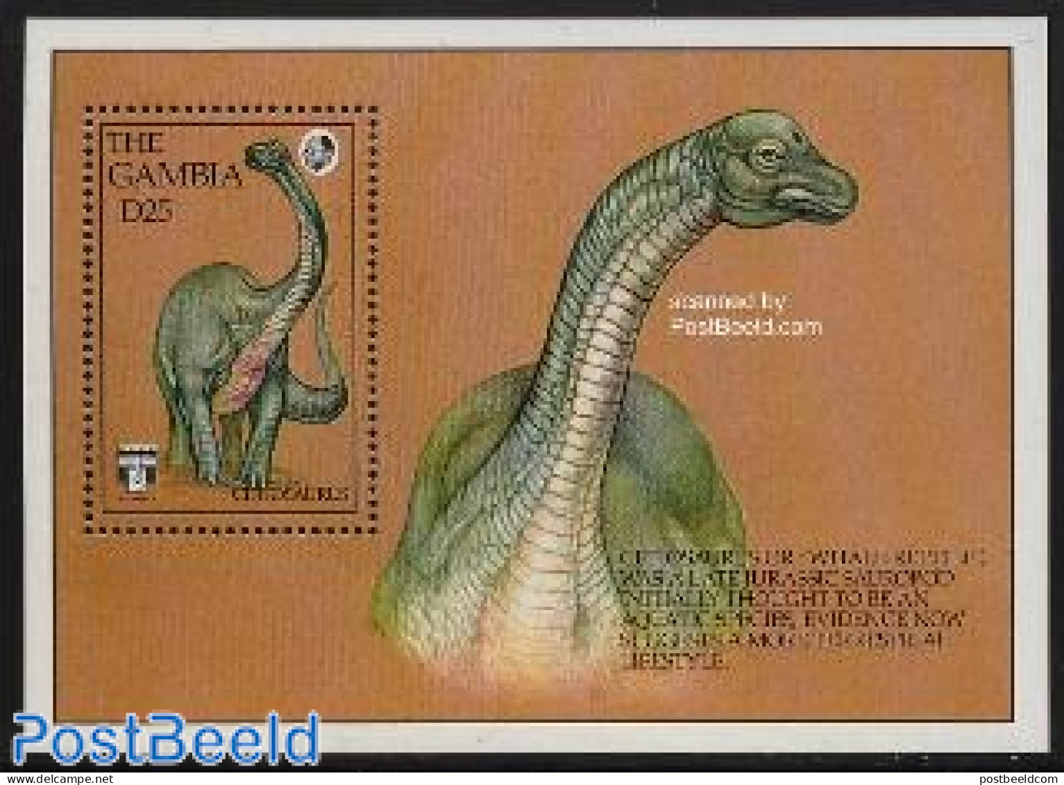 Gambia 1992 Cetiosaurus S/s, Mint NH, Nature - Prehistoric Animals - Vor- U. Frühgeschichte