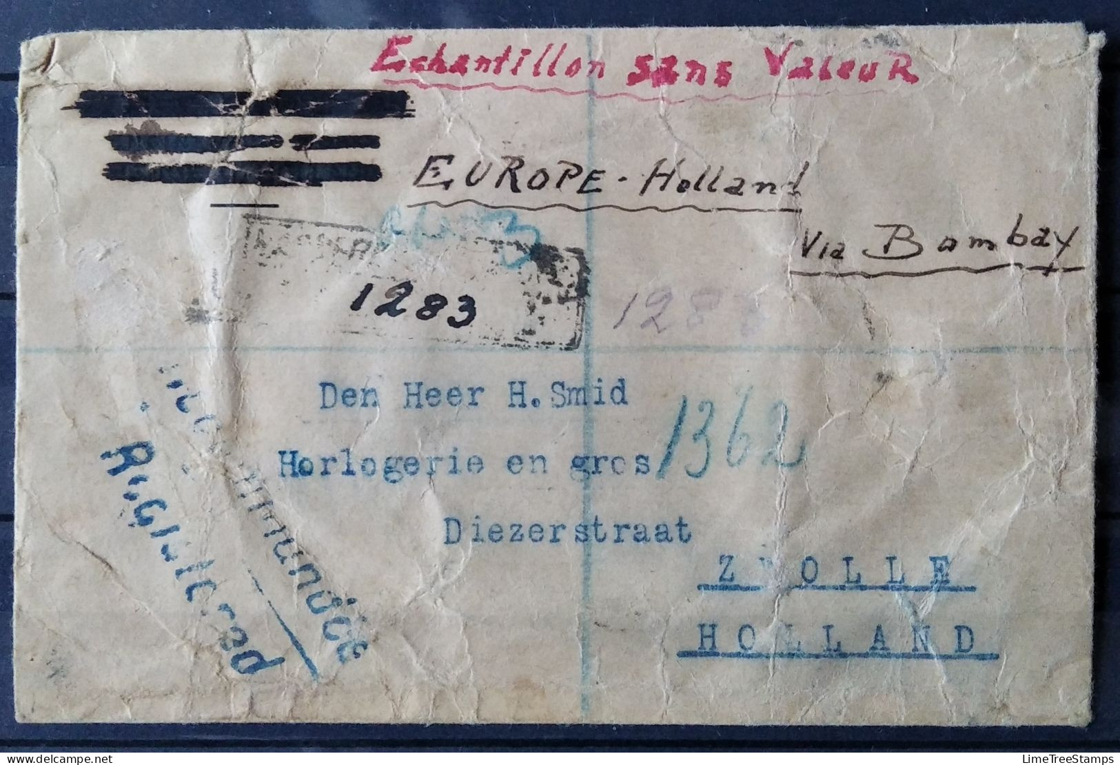 IRAN 1927 Registered Letter To Zwolle NLD Via Bombay - Iran