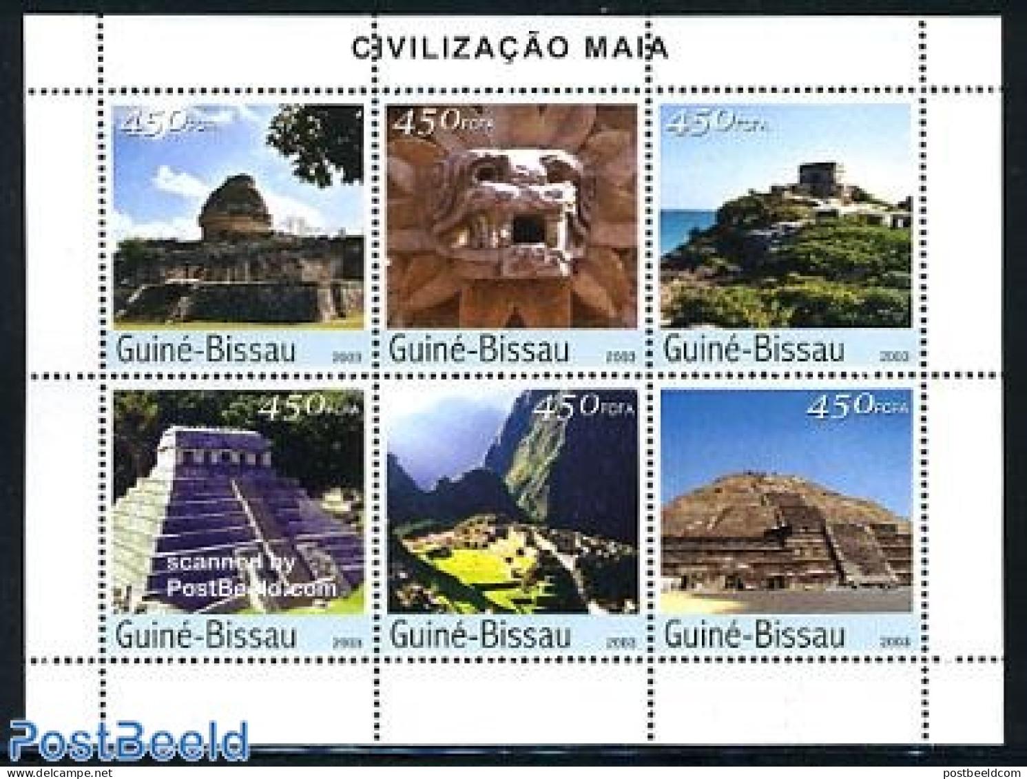 Guinea Bissau 2003 Maya Civilisation 6v M/s, Mint NH, History - Archaeology - Art - Sculpture - Archäologie