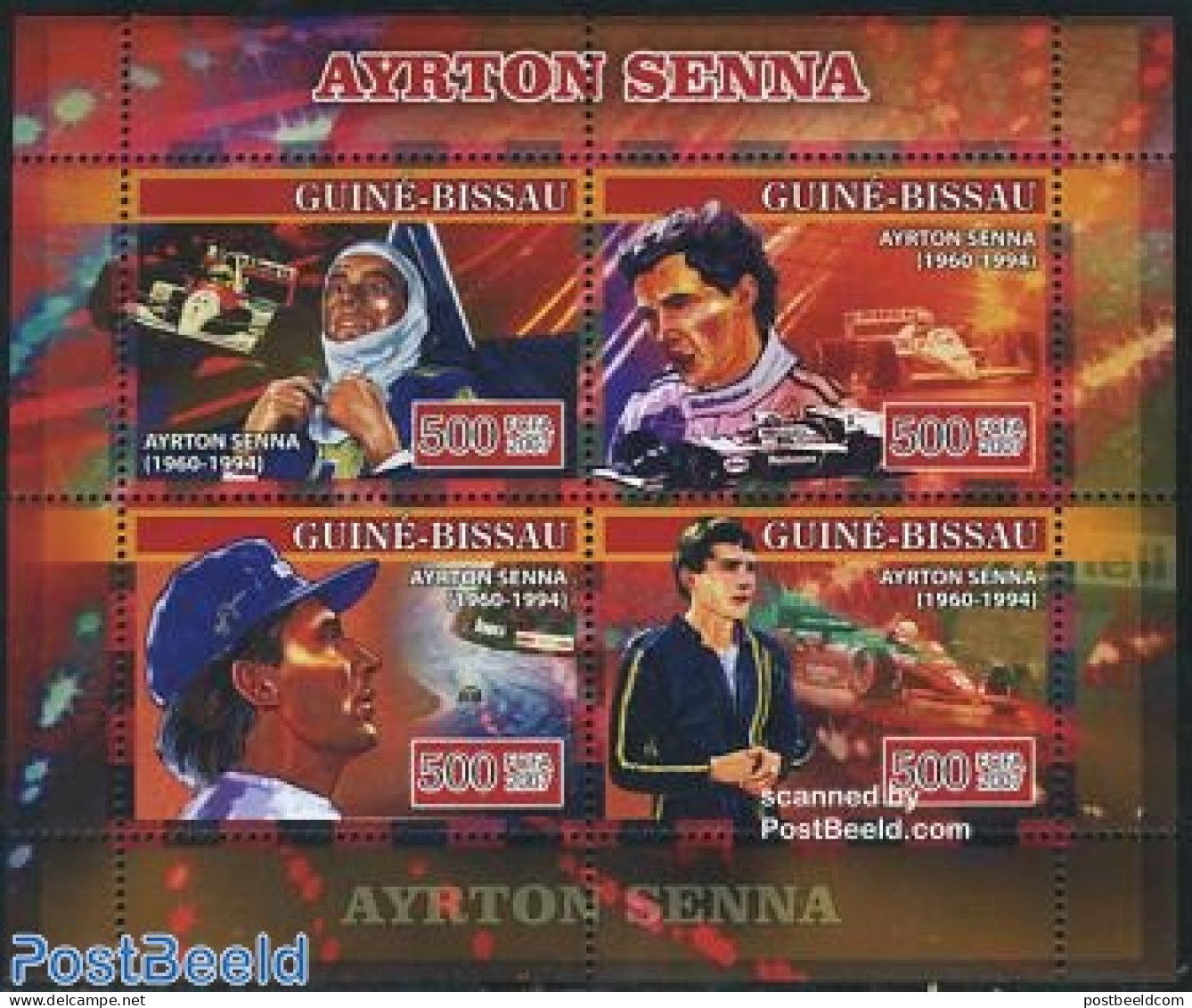 Guinea Bissau 2007 Ayrton Senna 4v M/s, Mint NH, Sport - Transport - Autosports - Sport (other And Mixed) - Automobiles - Auto's