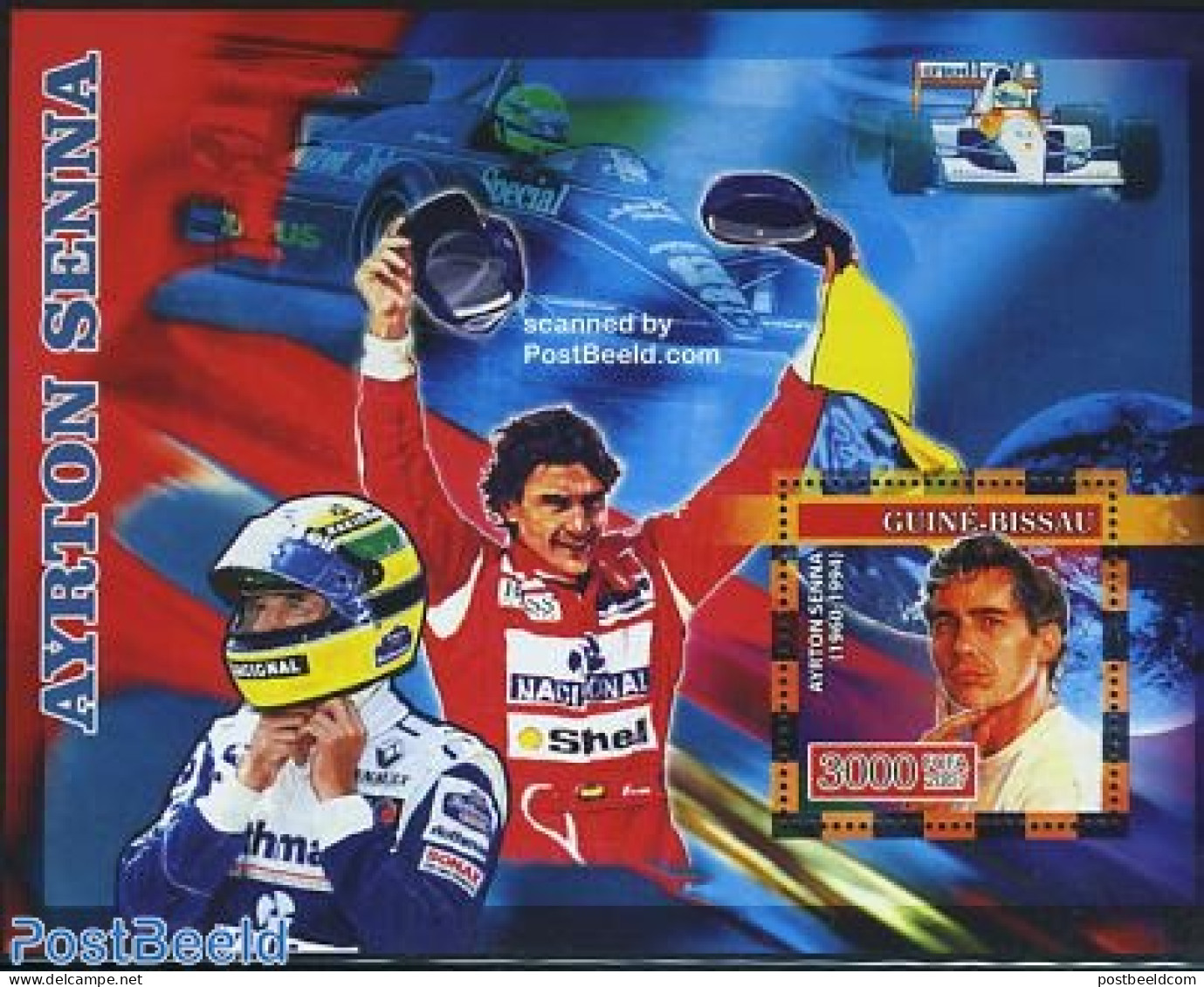 Guinea Bissau 2007 Ayrton Senna S/s, Mint NH, Sport - Transport - Autosports - Sport (other And Mixed) - Automobiles - Auto's