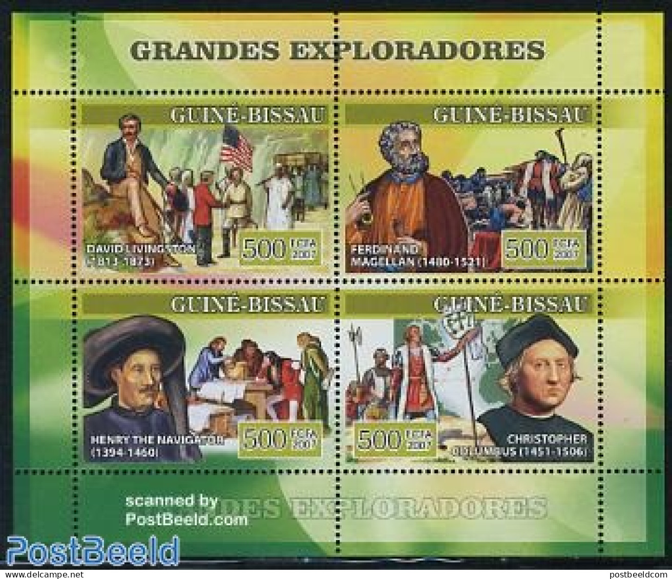 Guinea Bissau 2007 Explorers 4v M/s, Mint NH, History - Various - Explorers - Maps - Explorers