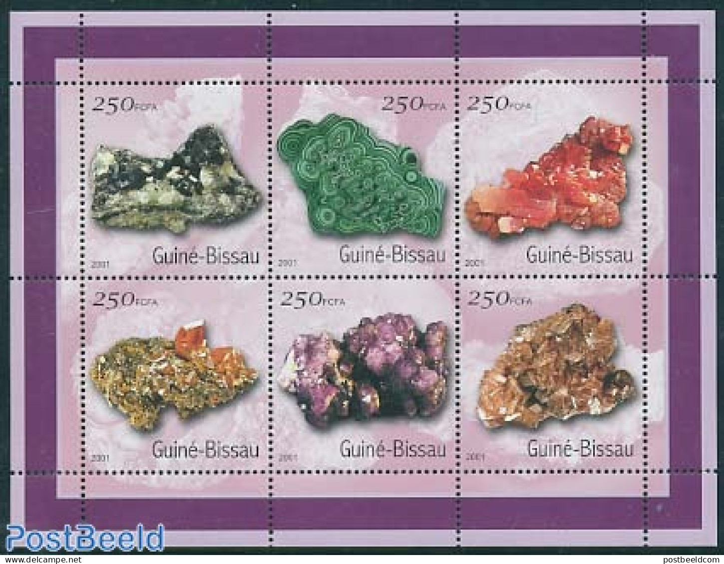 Guinea Bissau 2001 Minerals 6v M/s, Mint NH, History - Geology - Guinée-Bissau